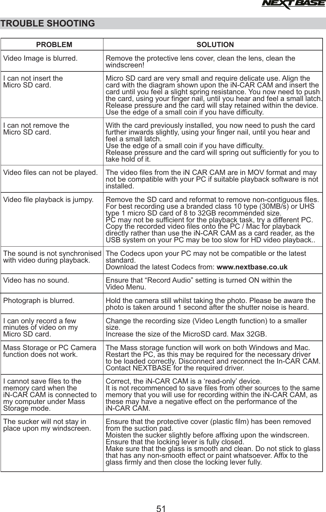 Page 51 of Portable Multimedia NBDVR312GW Dashcam User Manual NBDVR312GW   Instruction Manual  English 