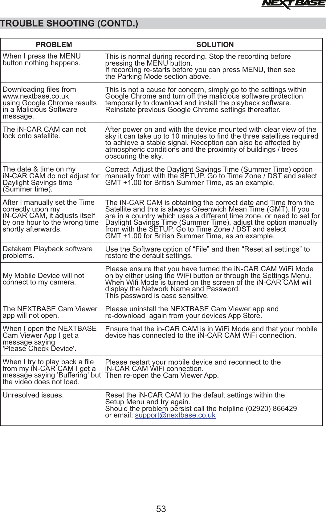 Page 53 of Portable Multimedia NBDVR312GW Dashcam User Manual NBDVR312GW   Instruction Manual  English 