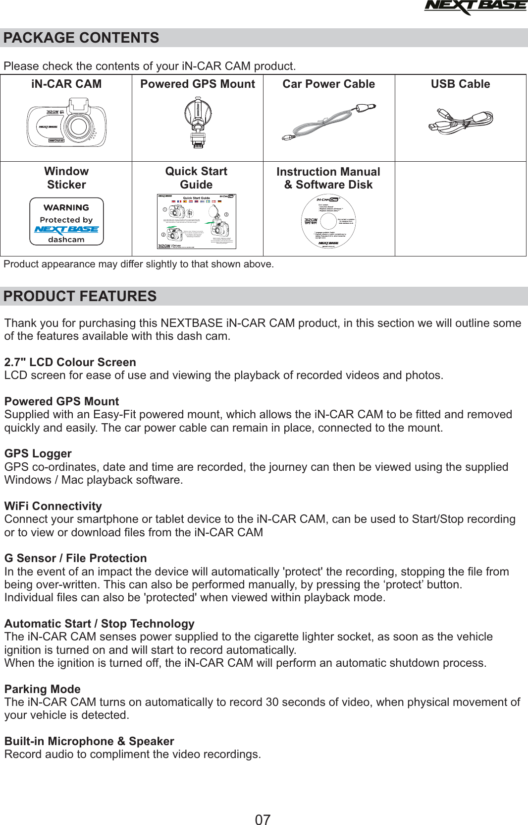 Page 7 of Portable Multimedia NBDVR312GW Dashcam User Manual NBDVR312GW   Instruction Manual  English 