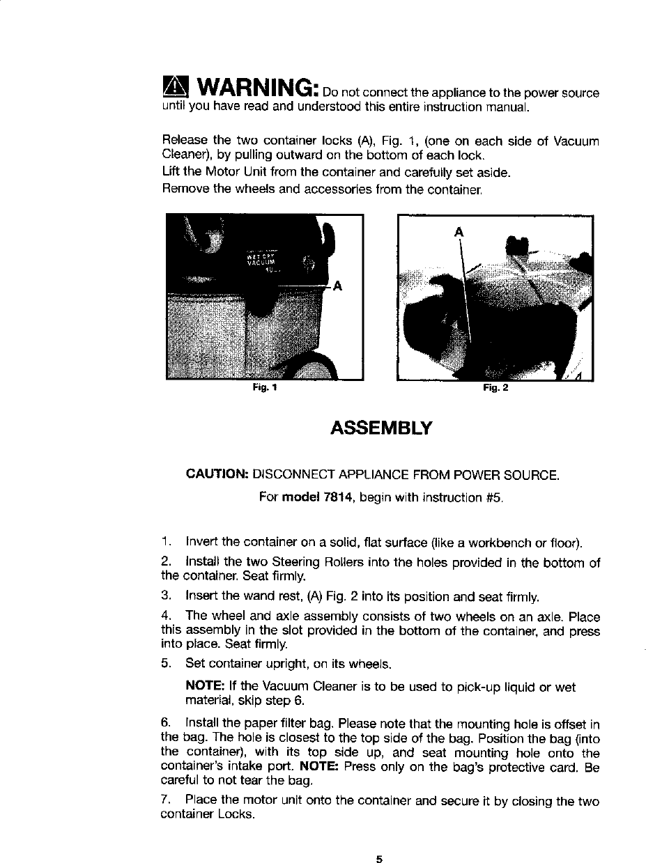 Page 5 of 12 - Porter Cable 7814 User Manual  WET/DRY VAC - Manuals And Guides L0306096