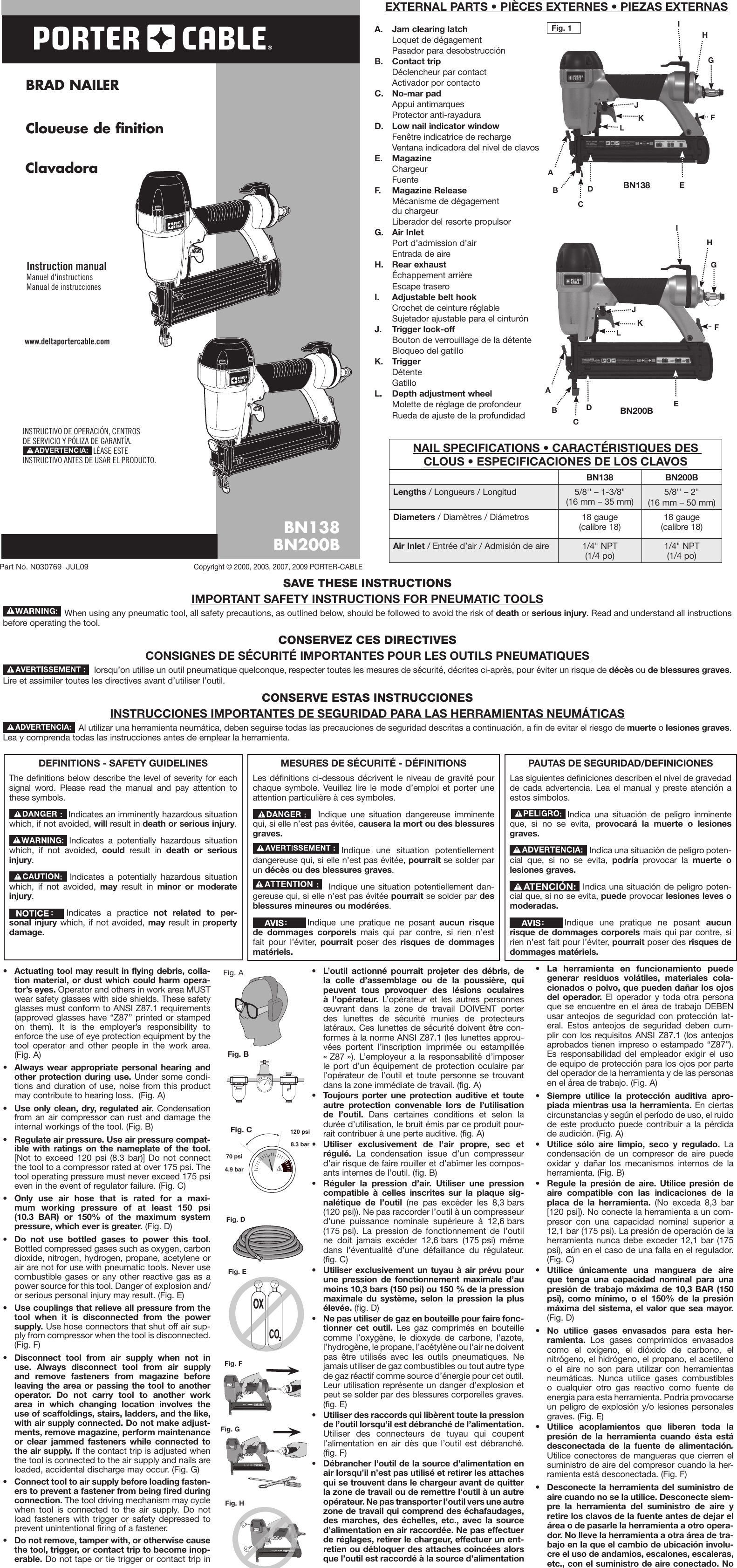Page 1 of 7 - Porter-Cable Porter-Cable-Bn200B-Users-Manual-  Porter-cable-bn200b-users-manual