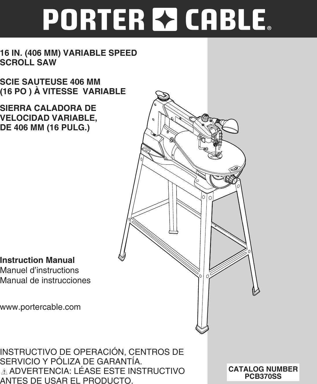 Porter Cable Pcb370Ss Users Manual 