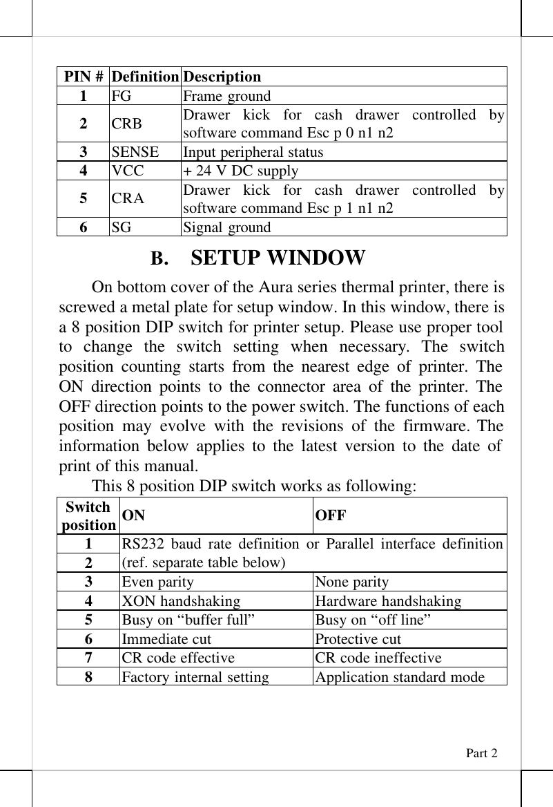 Page 2 of 7 - Posiflex-Business-Machines Posiflex-Business-Machines-Printer-Aura-Series-Thermal-Printer-Users-Manual- Filesrv\prod\PP7KIII-7KUIII Technical Information.prn  Posiflex-business-machines-printer-aura-series-thermal-printer-users-manual