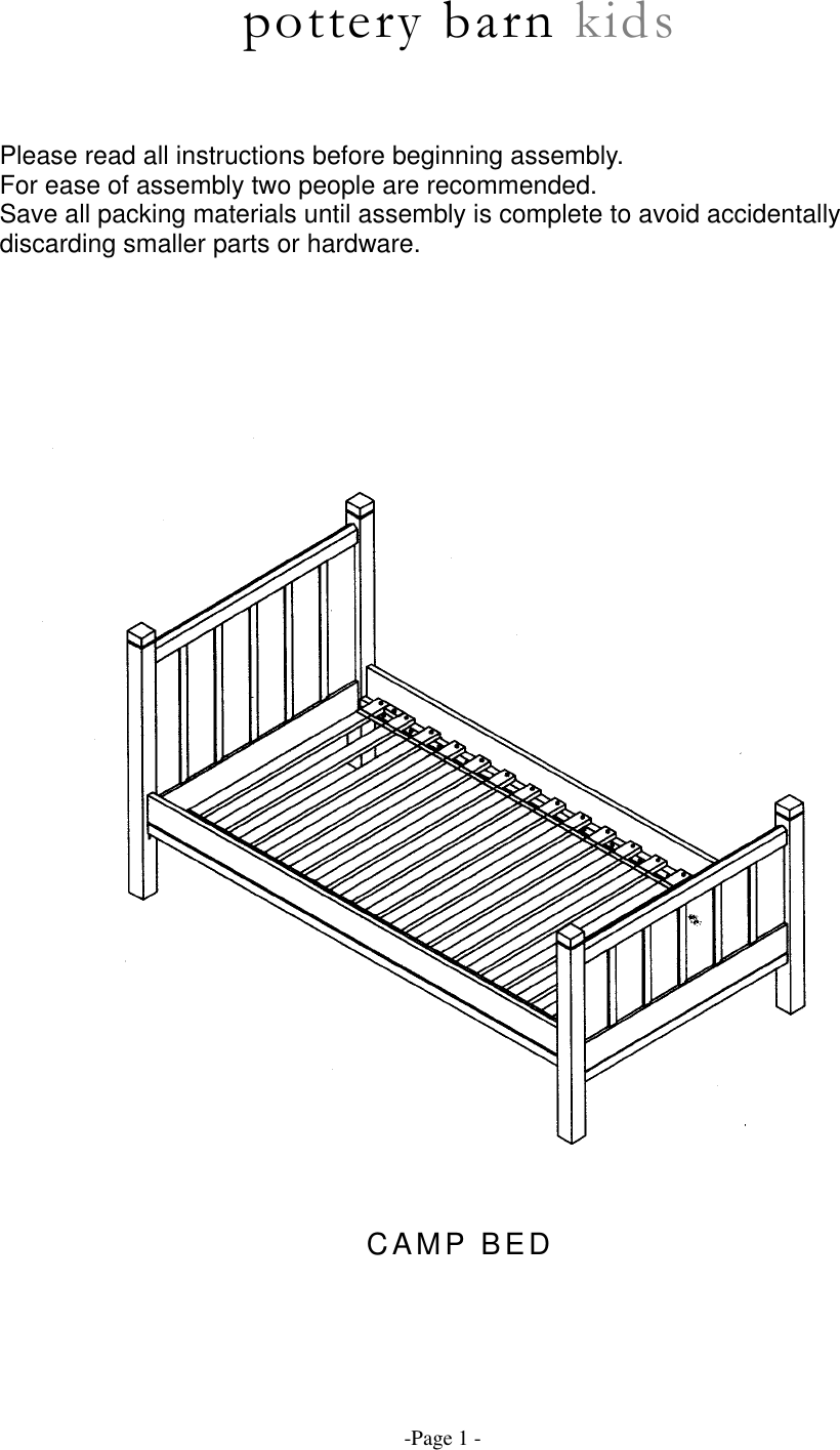 Pottery Barn Camp Twin Bed 111kb Kids, Pottery Barn Camp Bunk Bed Assembly Instructions Pdf