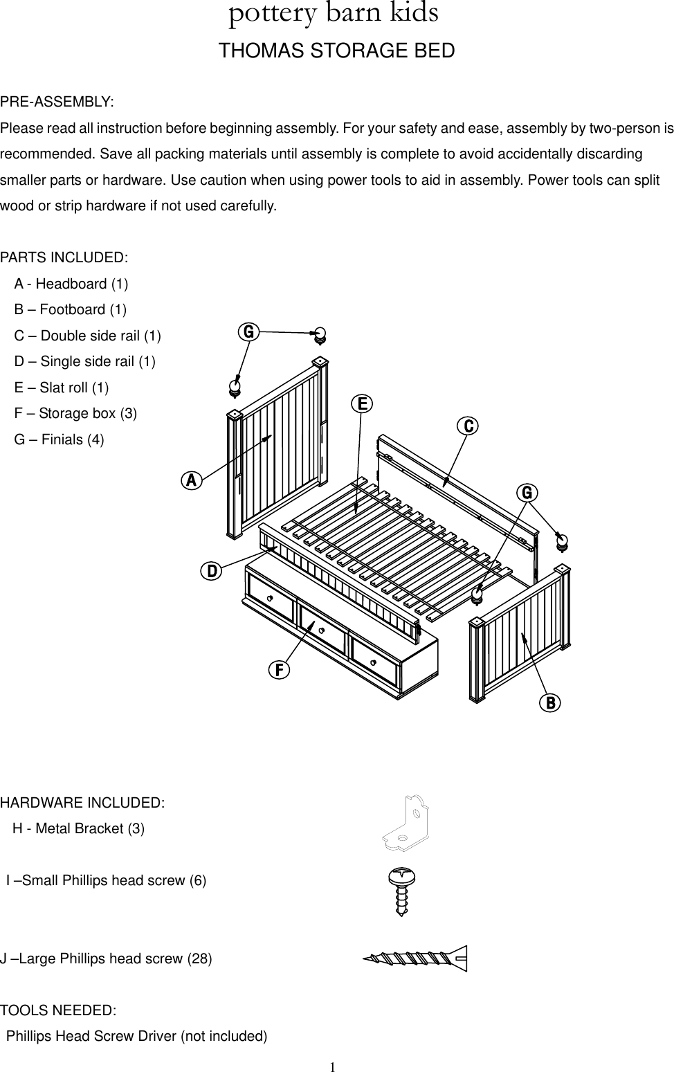 Pottery Barn Thomas Storage Bed 140kb Kids