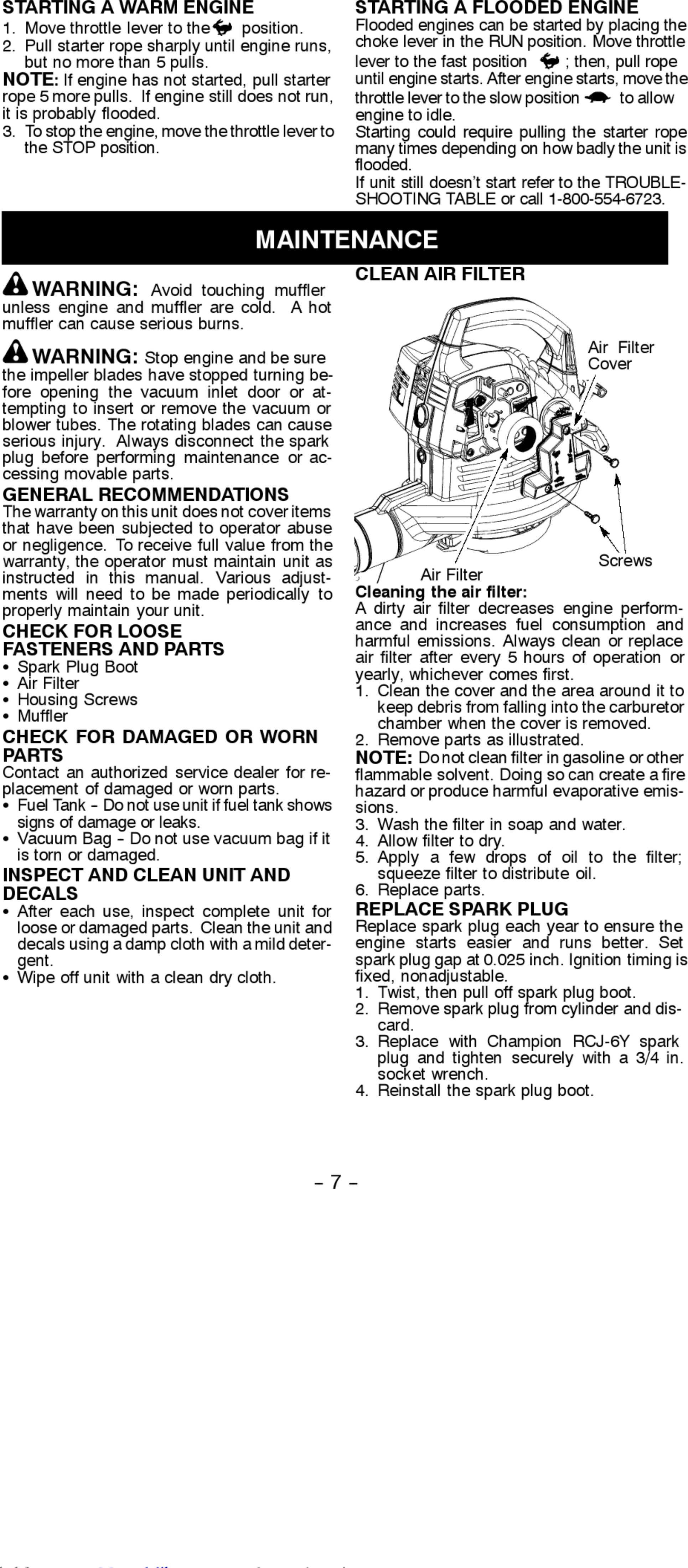 Page 7 of 11 - Poulan-Pro Poulan-Pro-Bvm200-Instruction-Manual-1002624 User Manual