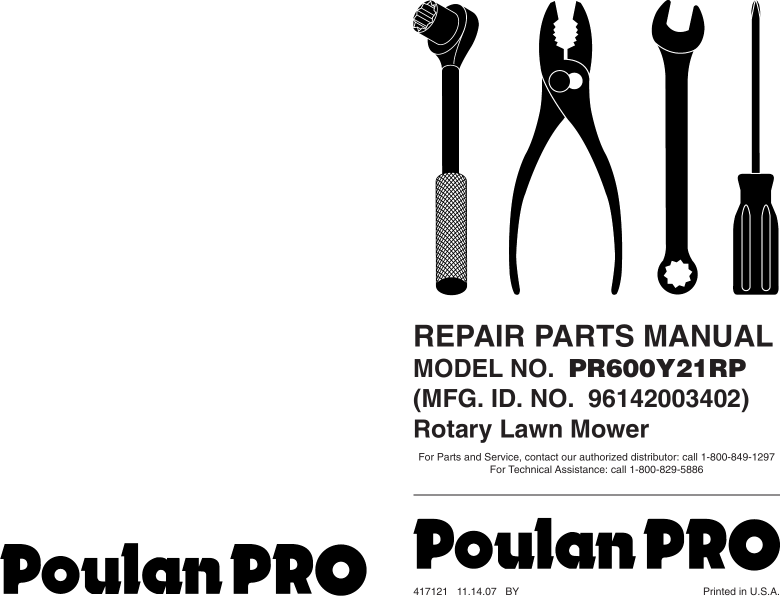 Page 8 of 8 - Poulan-Pro Poulan-Pro-Lawn-Mower-Accessory-Pr600Y21Rp-Users-Manual- IPL, PR600Y21RP, 2007-11, LAWN MOWERS  Poulan-pro-lawn-mower-accessory-pr600y21rp-users-manual