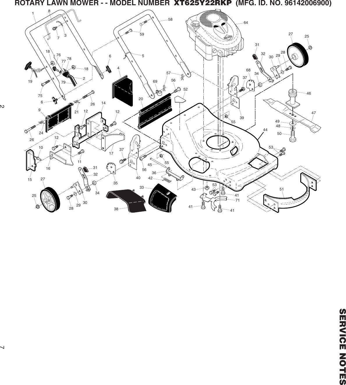 Page 2 of 8 - Poulan-Pro Poulan-Pro-Lawn-Mower-Xt625Y22Rkp-Users-Manual- IPL, XT625Y22RKP, 2009-04, LAWN MOWERS  Poulan-pro-lawn-mower-xt625y22rkp-users-manual