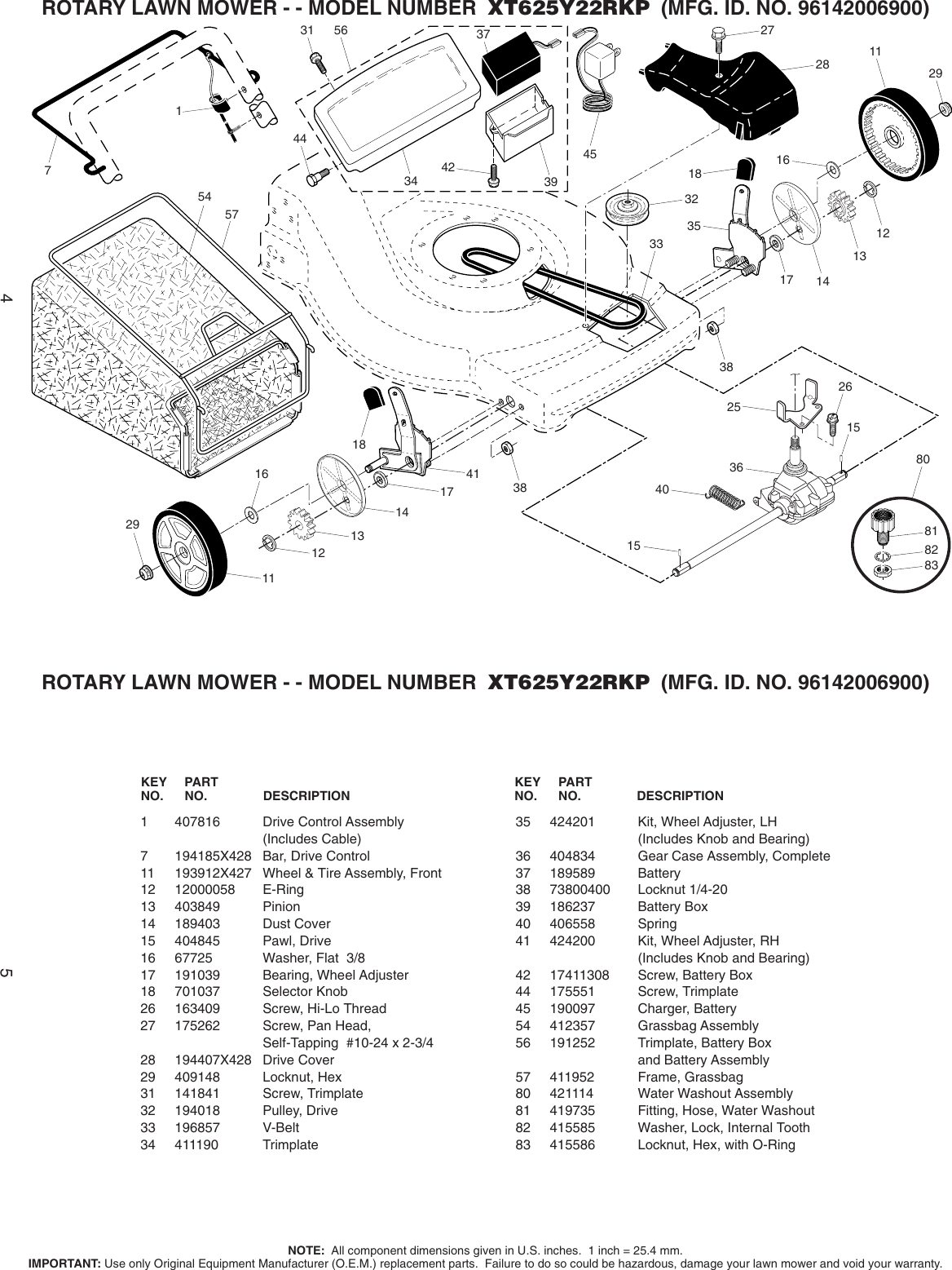 Page 3 of 8 - Poulan-Pro Poulan-Pro-Lawn-Mower-Xt625Y22Rkp-Users-Manual- IPL, XT625Y22RKP, 2009-04, LAWN MOWERS  Poulan-pro-lawn-mower-xt625y22rkp-users-manual