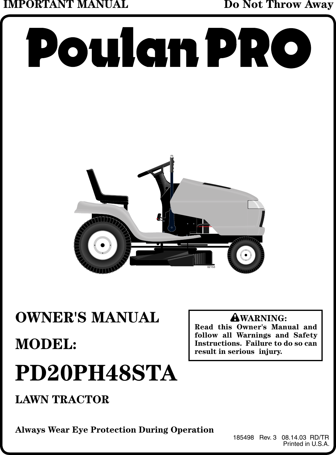 Poulan PD20PH48STA User Manual To The 45e4776b 08b1 471d 8ca6 a5abe09f4097
