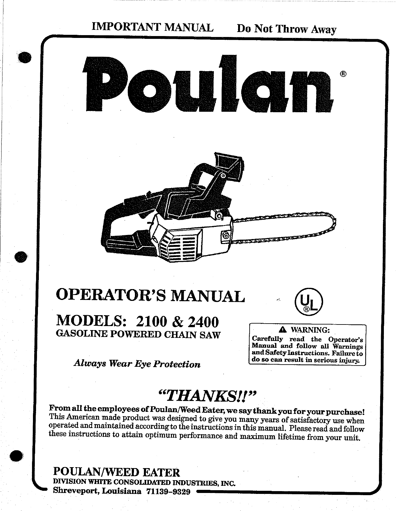POULAN 2050 MANUAL visual data 4
