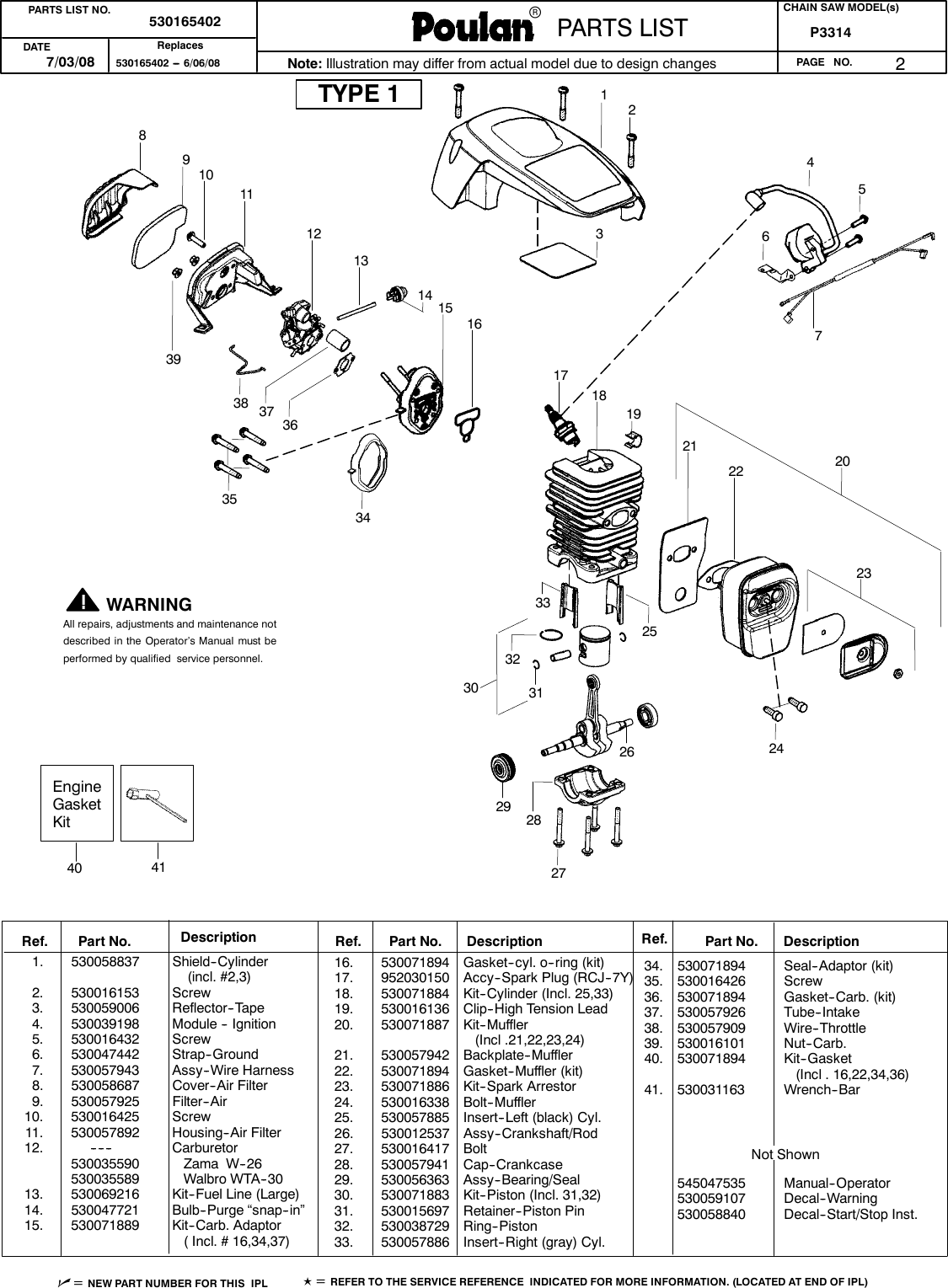 Page 2 of 4 - Poulan Poulan-P3314-Parts-Manual- IPL,POULAN,P3314,2004,952802026  Poulan-p3314-parts-manual