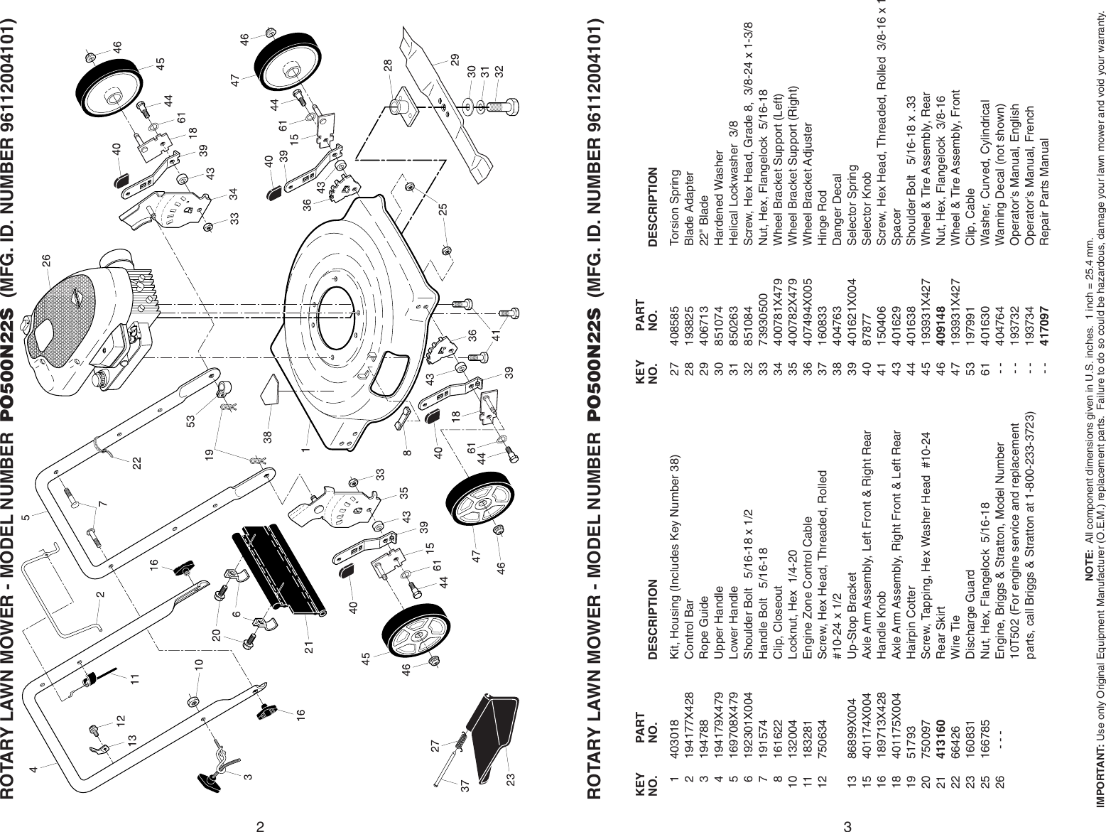 Page 2 of 2 - Poulan Poulan-Po500N22S-Users-Manual- IPL, POULAN, PO500N22S, 2007, 961120041  Poulan-po500n22s-users-manual