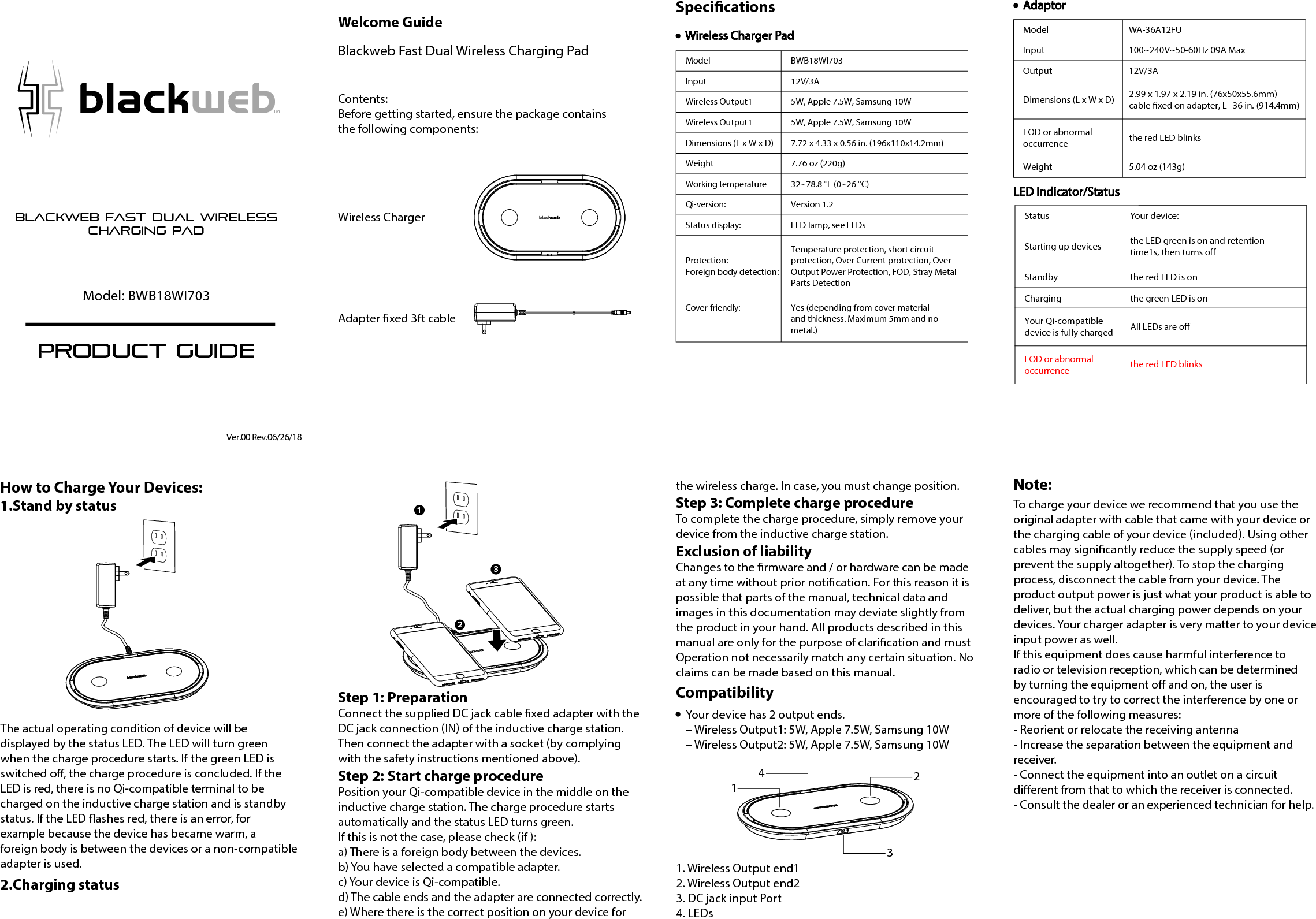 Power 7 Technology BWB18WI703 Blackweb Dual Wireless Charging Pad User