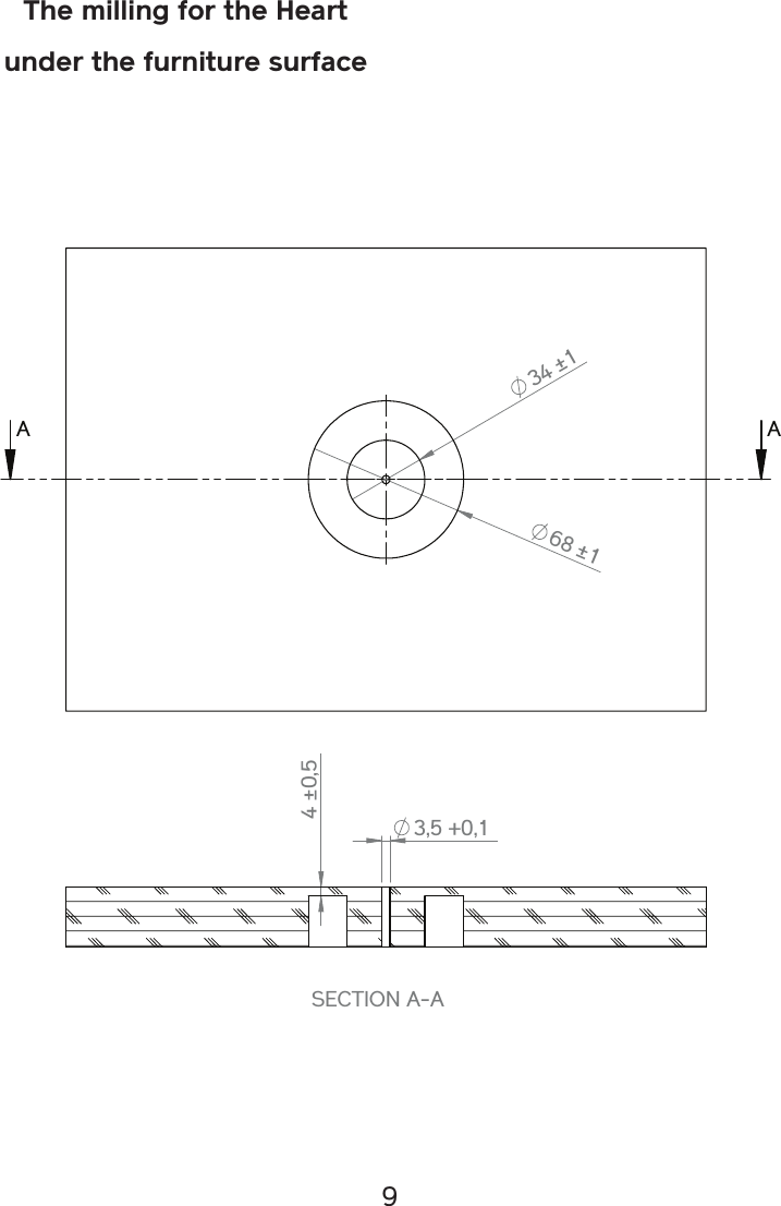 9The milling for the Heart under the furniture surface34±168±1A A4±0,53,5+0,1SECTION A-ARout out dimensionstable_samplePowerKiss Oy12.1.2011talWEIGHT: A4SHEET 1 OF 1SCALE:1:2FILE NAME:PART NUMBER/DESCRIPTION:REVISIONDO NOT SCALE DRAWINGMATERIAL:DATESIGNATURENAMEDEBUR AND BREAK SHARP EDGESFINISH:UNLESS OTHERWISE SPECIFIED:DIMENSIONS ARE IN MILLIMETERSSURFACE FINISH:TOLERANCES:   LINEAR:   ANGULAR:Q.AMFGAPPV&apos;DCHK&apos;DDRAWN