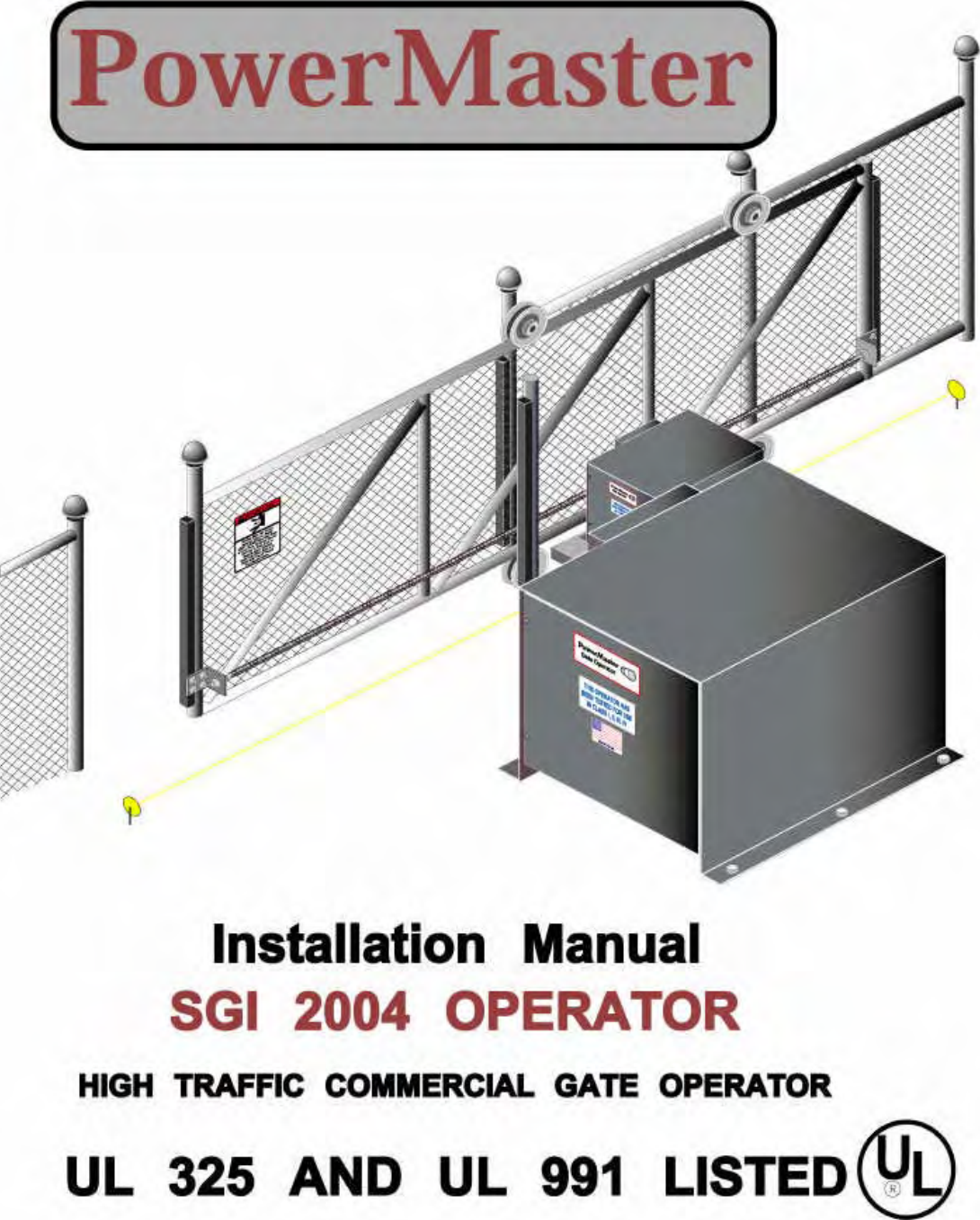 Powermaster High Traffic Commercial Gate Operator Ul 325 Users Manual ...