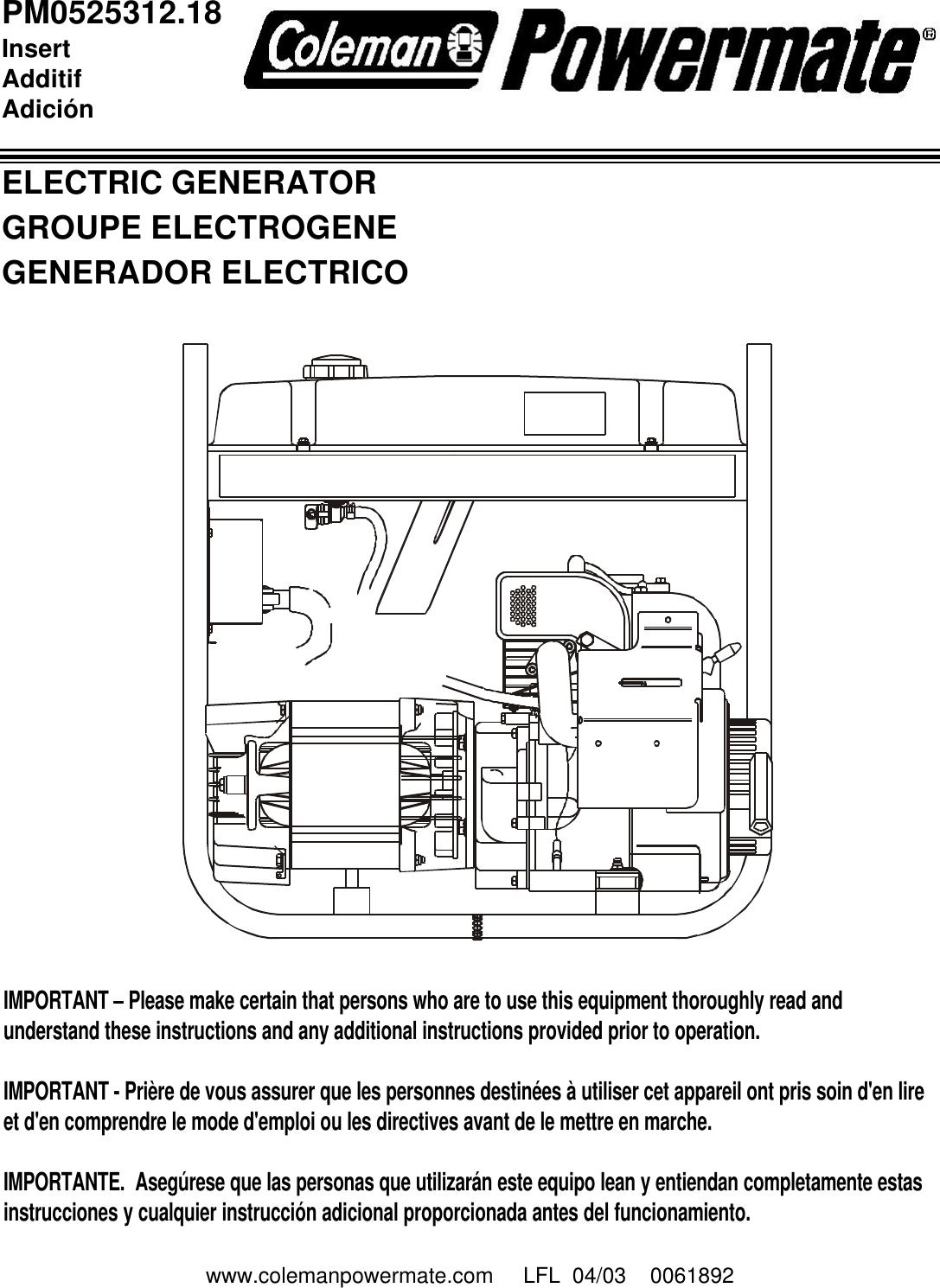 Page 1 of 8 - Powermate Powermate-Pm0525312-18-Users-Manual- PM0525312.18 Powermate-pm0525312-18-users-manual