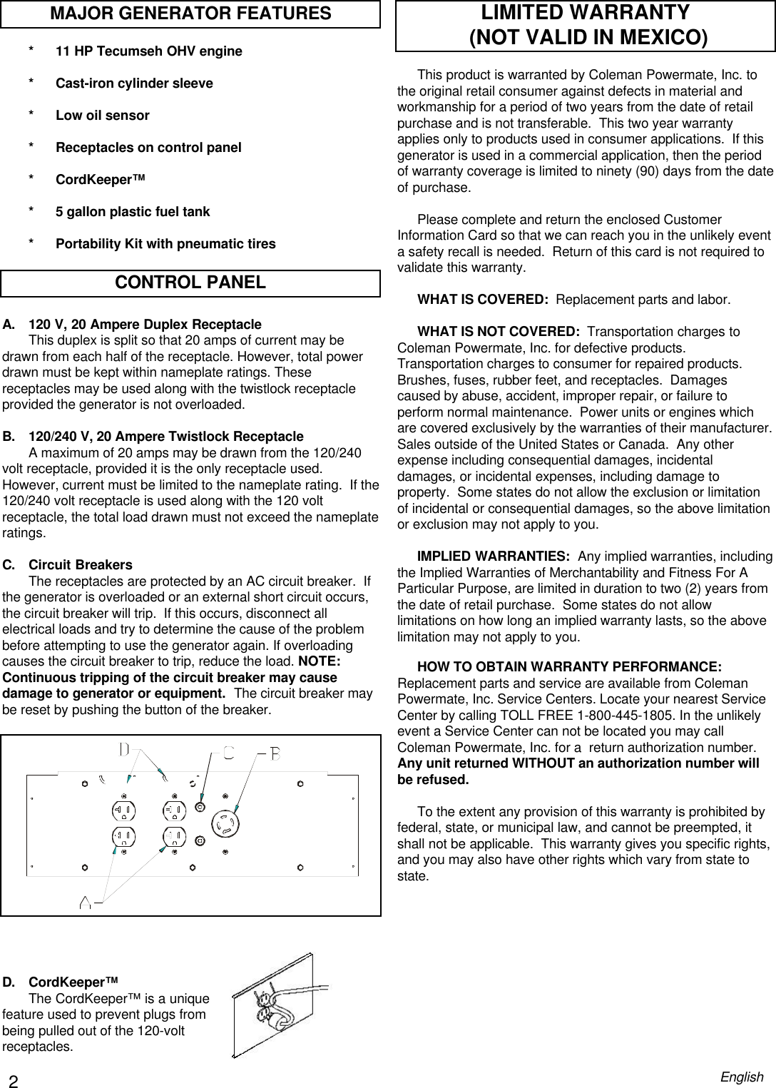 Page 2 of 8 - Powermate Powermate-Pm0525500-Users-Manual- PM0525500  Powermate-pm0525500-users-manual