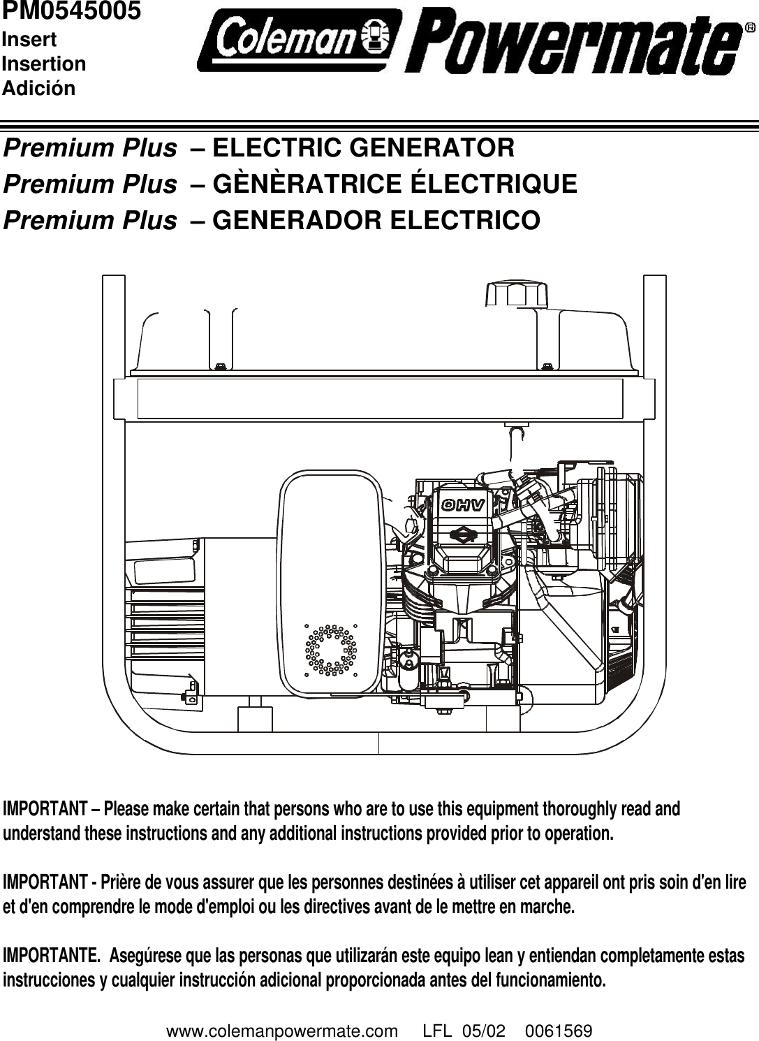 Page 1 of 8 - Powermate Powermate-Pm0545005-Users-Manual- PM0545005  Powermate-pm0545005-users-manual