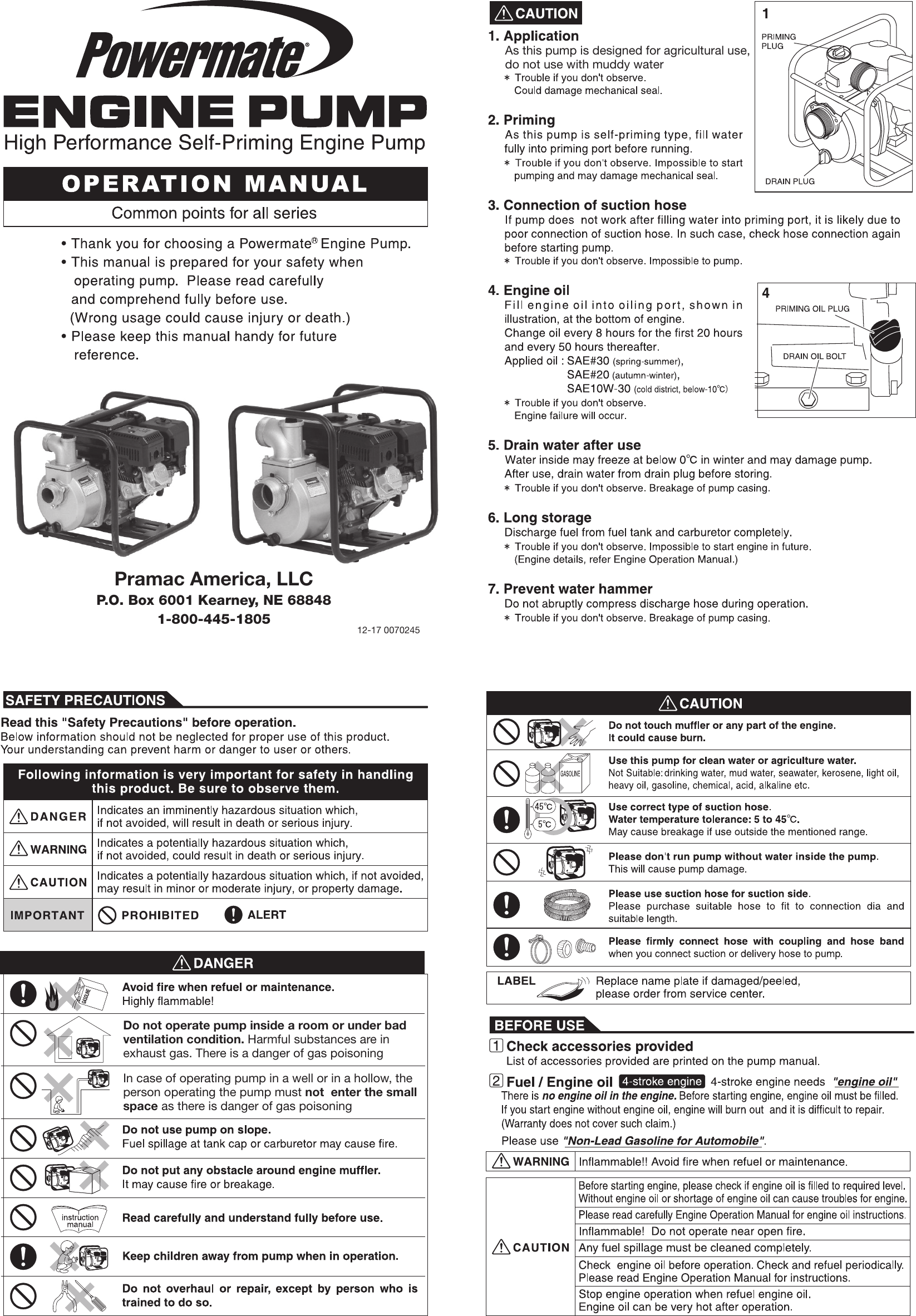 Powermate Pp0100363 Operation Manual 363 365