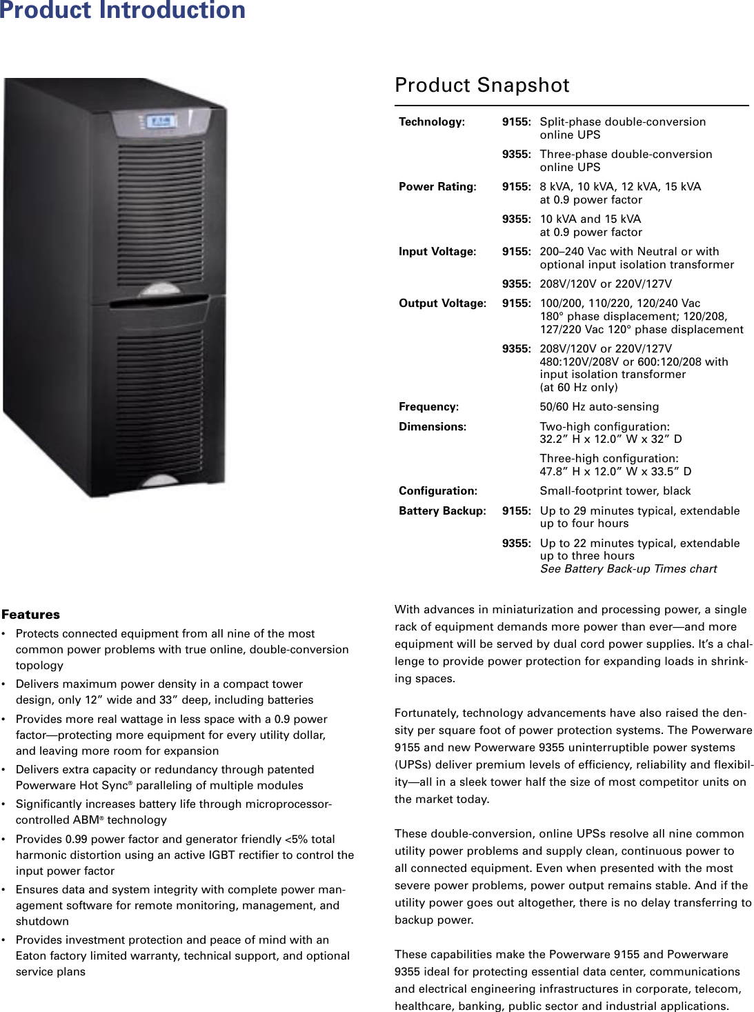 Eaton Powerware 9355 Installation Manual