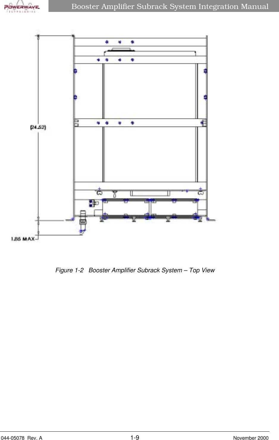Booster Amplifier Subrack System Integration Manual044-05078  Rev. A 1-9 November 2000âFigure 1-2   Booster Amplifier Subrack System – Top View