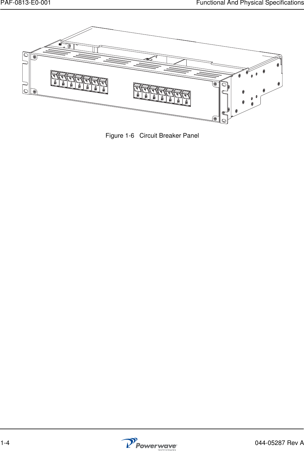 PAF-0813-E0-001 Functional And Physical Specifications1-4 044-05287 Rev AFigure 1-6   Circuit Breaker Panel 