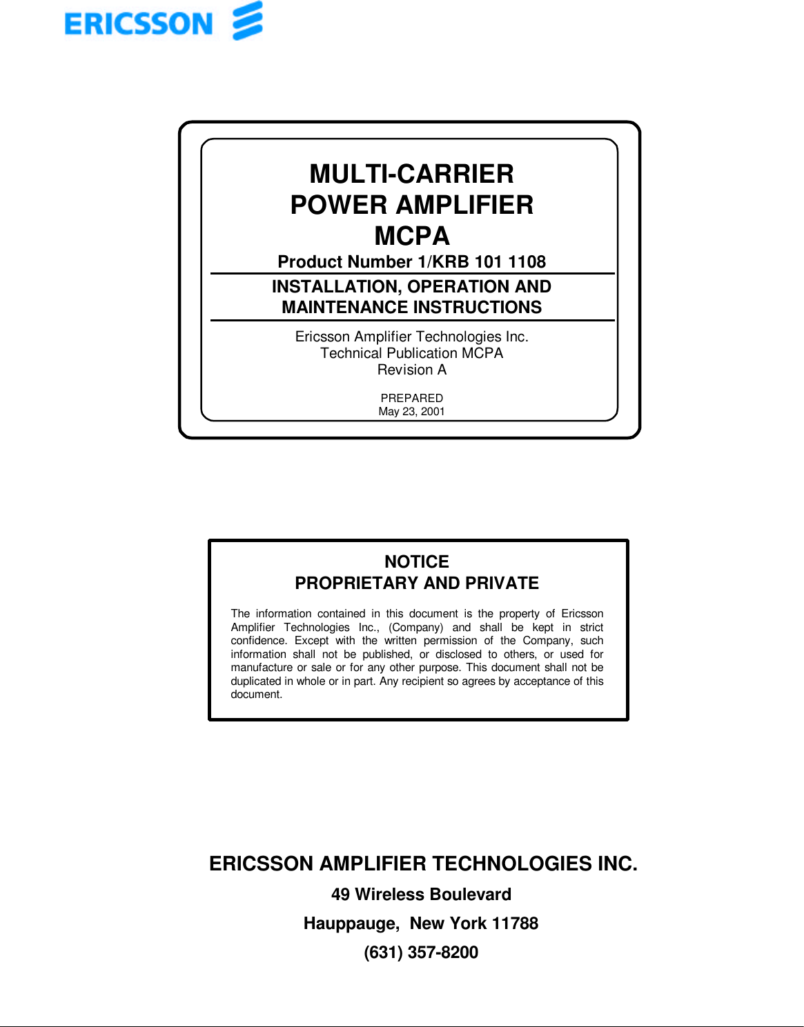 Powerwave Technologies Krb Multi Carrier Power Amplifier User Manual G Mcpa Manual R