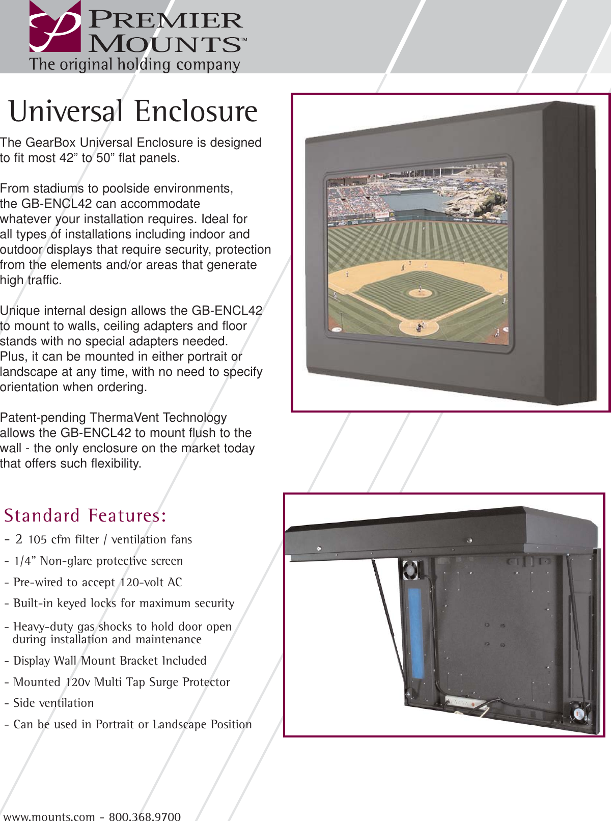 Page 1 of 2 - Premier-Mounts Premier-Mounts-Gearbox-Universal-Enclosure-Gb-Encl42-Users-Manual- GB-ENCL42.qxp Premier-mounts-gearbox-universal-enclosure-gb-encl42-users-manual