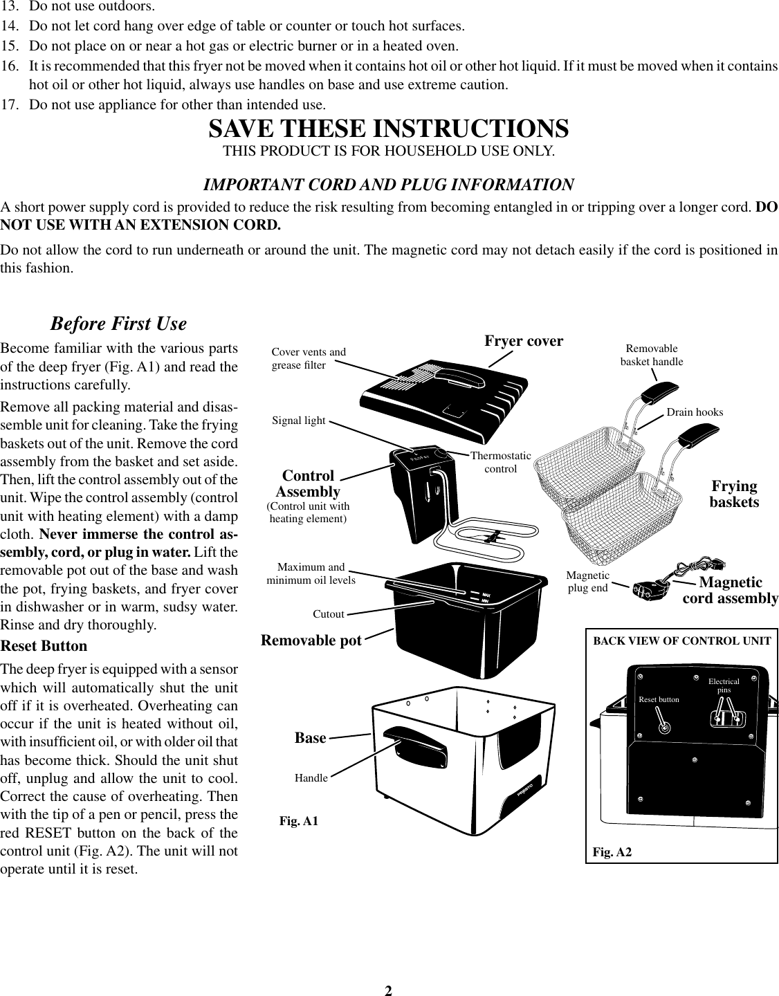 Presto Dual Basket Profry Users Manual