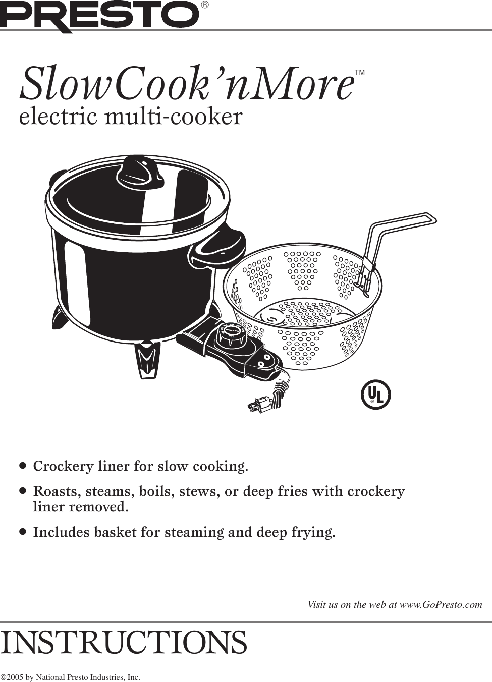 presto slow cooker manual