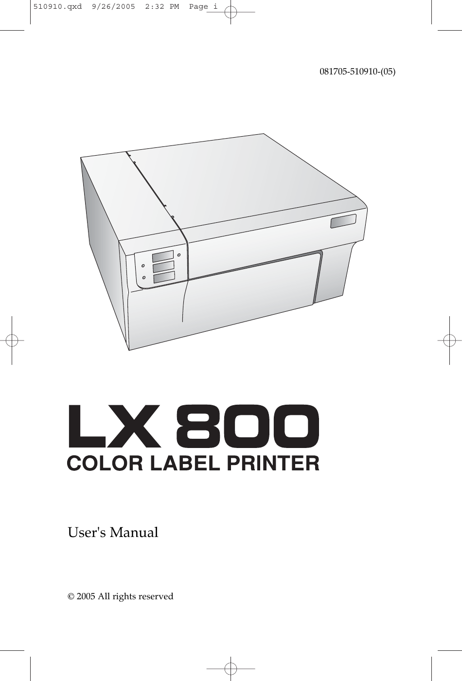 Primera Technology Lx800 Users Manual 510910
