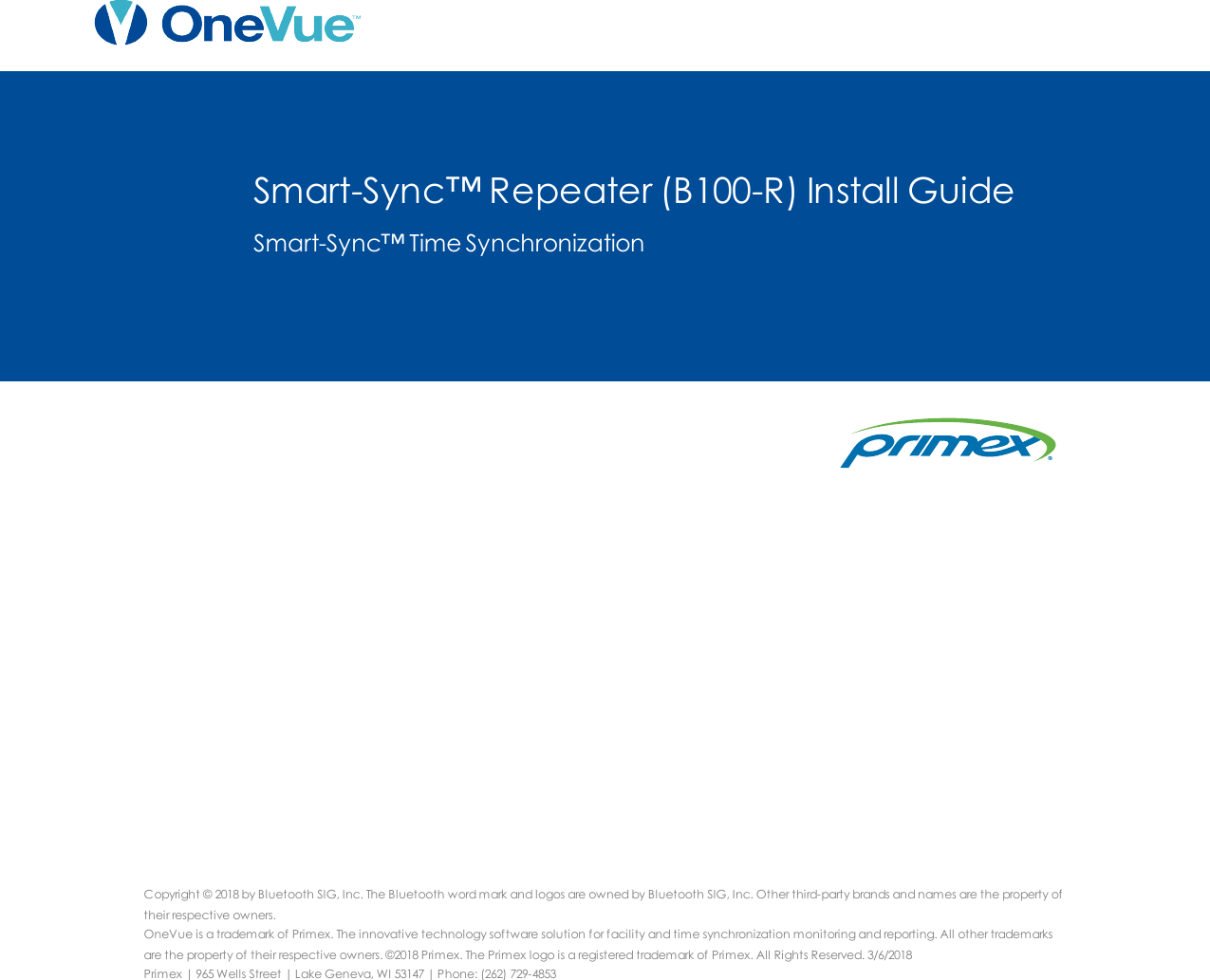 Page 1 of Primex Wireless B100R Smart-Sync Repeater User Manual My