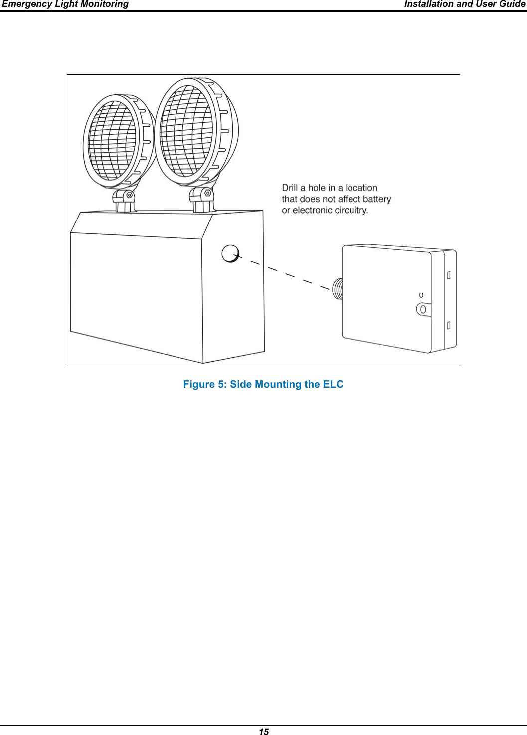 Emergency Light Monitoring  Installation and User Guide 15      Figure 5: Side Mounting the ELC                                               