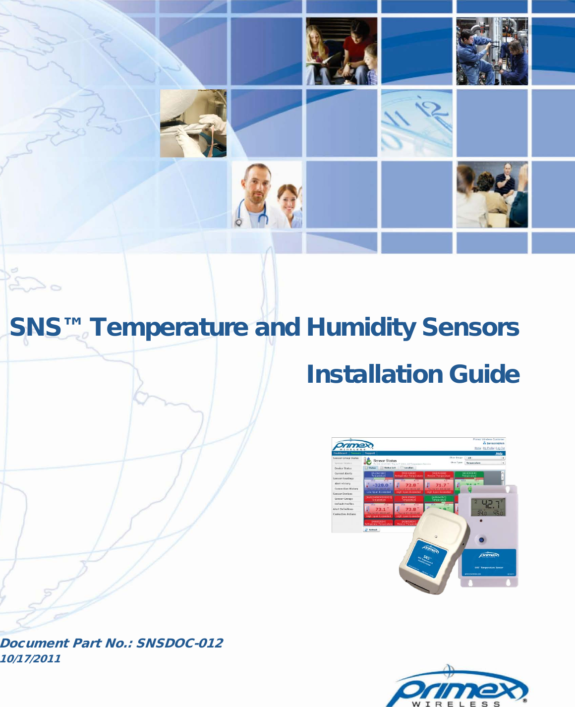  SNS™ Temperature and Humidity Sensors Installation Guide  Document Part No.: SNSDOC-012  10/17/2011