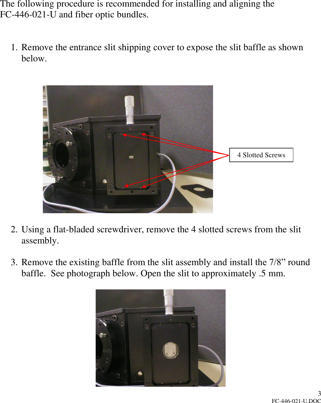 Page 4 of 10 - Princeton FC-446-021-U  FC-446-021-UAdjustable Fiber Optic Adapter ForSpectraProÒ Monochromators And Spectrographs User Manual To The 5ec5c181-7be5-4ee1-bbaf-3f441e489978
