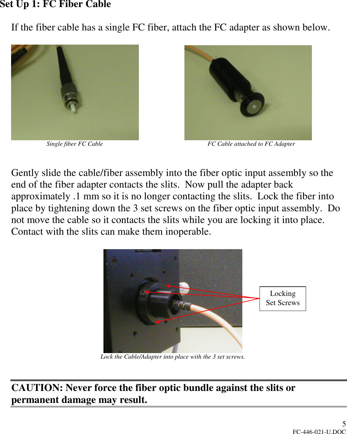 Page 6 of 10 - Princeton FC-446-021-U  FC-446-021-UAdjustable Fiber Optic Adapter ForSpectraProÒ Monochromators And Spectrographs User Manual To The 5ec5c181-7be5-4ee1-bbaf-3f441e489978