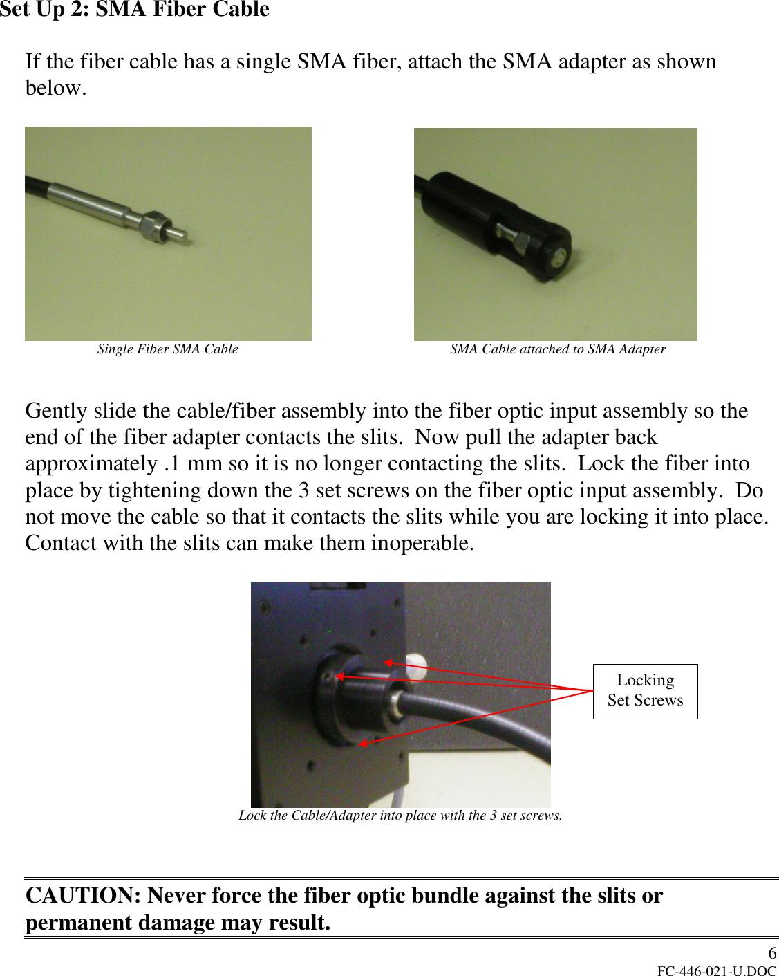 Page 7 of 10 - Princeton FC-446-021-U  FC-446-021-UAdjustable Fiber Optic Adapter ForSpectraProÒ Monochromators And Spectrographs User Manual To The 5ec5c181-7be5-4ee1-bbaf-3f441e489978