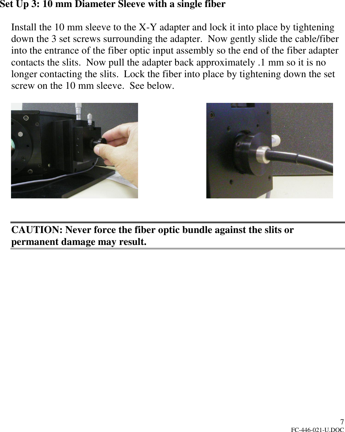 Page 8 of 10 - Princeton FC-446-021-U  FC-446-021-UAdjustable Fiber Optic Adapter ForSpectraProÒ Monochromators And Spectrographs User Manual To The 5ec5c181-7be5-4ee1-bbaf-3f441e489978