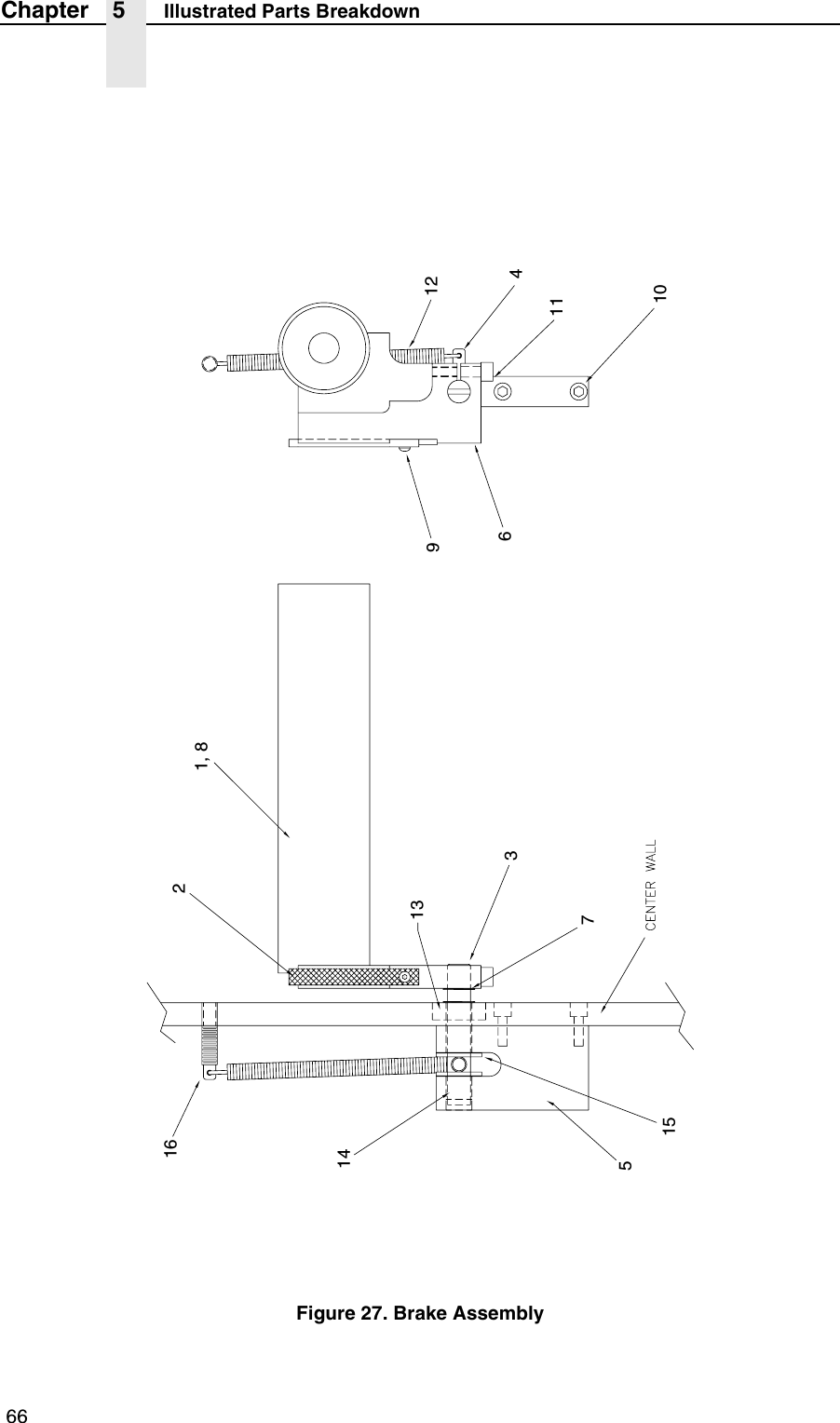  66Chapter 5 Illustrated Parts BreakdownFigure 27. Brake Assembly1, 8243567910111213141516