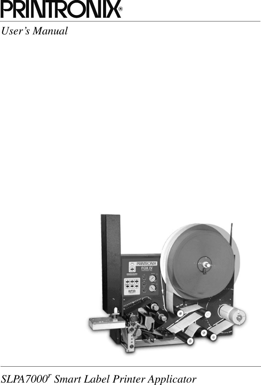 SLPA7000r Smart Label Printer ApplicatorUser&rsquo;s Manual