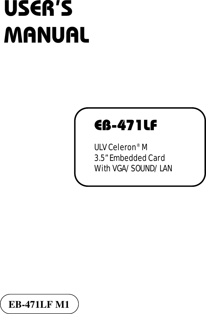 Pro Tech Eb 471Lf M1 Users Manual 471LFCOVM1