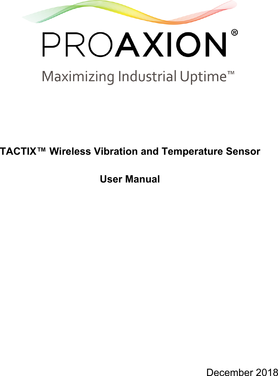 Page 1 of ProAxion 101-0001 Industrial Vibration and Temperature Sensor User Manual 