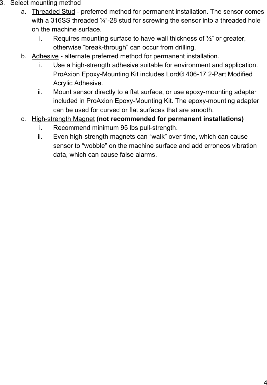 Page 5 of ProAxion 101-0001 Industrial Vibration and Temperature Sensor User Manual 