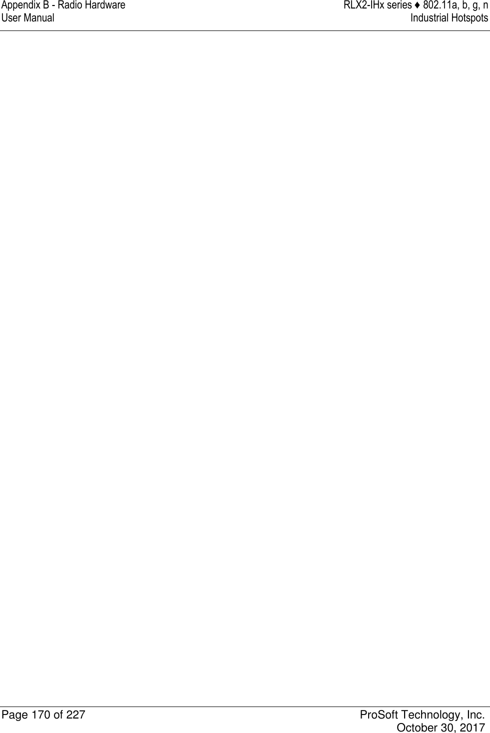 Appendix B - Radio Hardware  RLX2-IHx series ♦ 802.11a, b, g, n User Manual  Industrial Hotspots   Page 170 of 227  ProSoft Technology, Inc.   October 30, 2017    