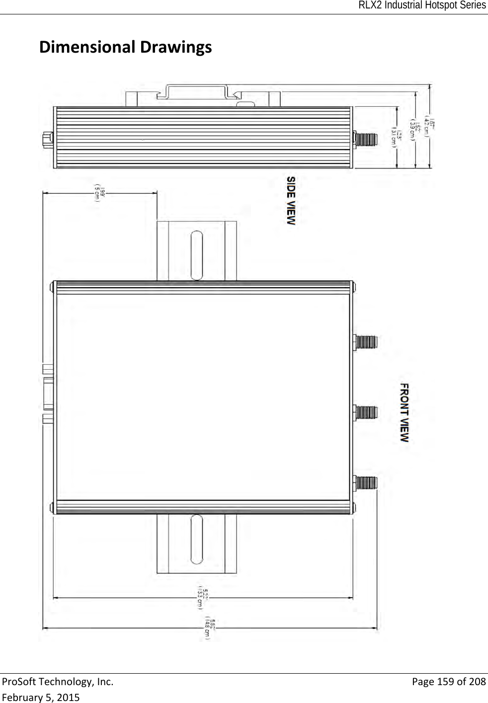 RLX2 Industrial Hotspot Series  ProSoftTechnology,Inc.Page159of208February5,2015DimensionalDrawings