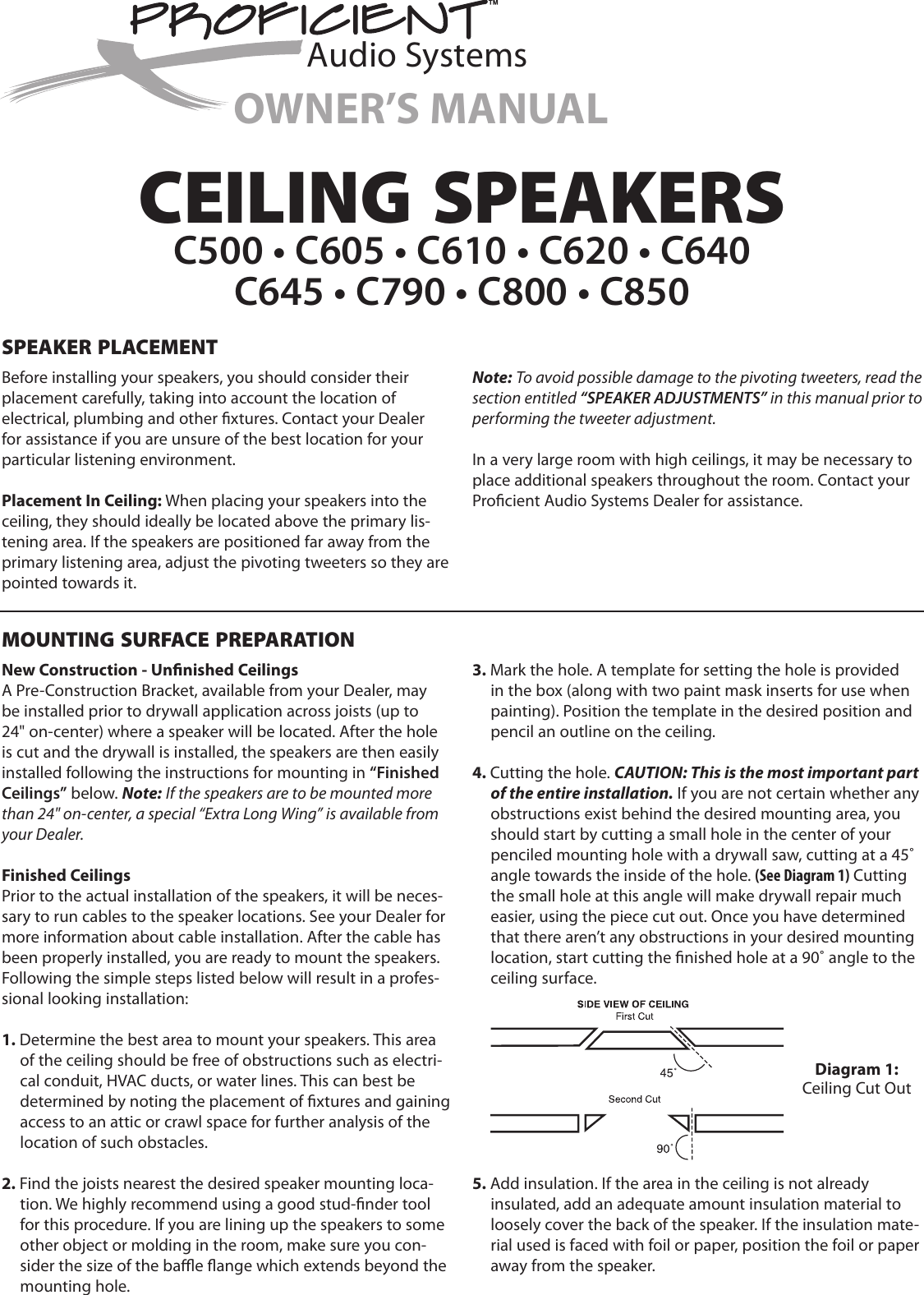 Proficient Audio Systems C605 Users Manual