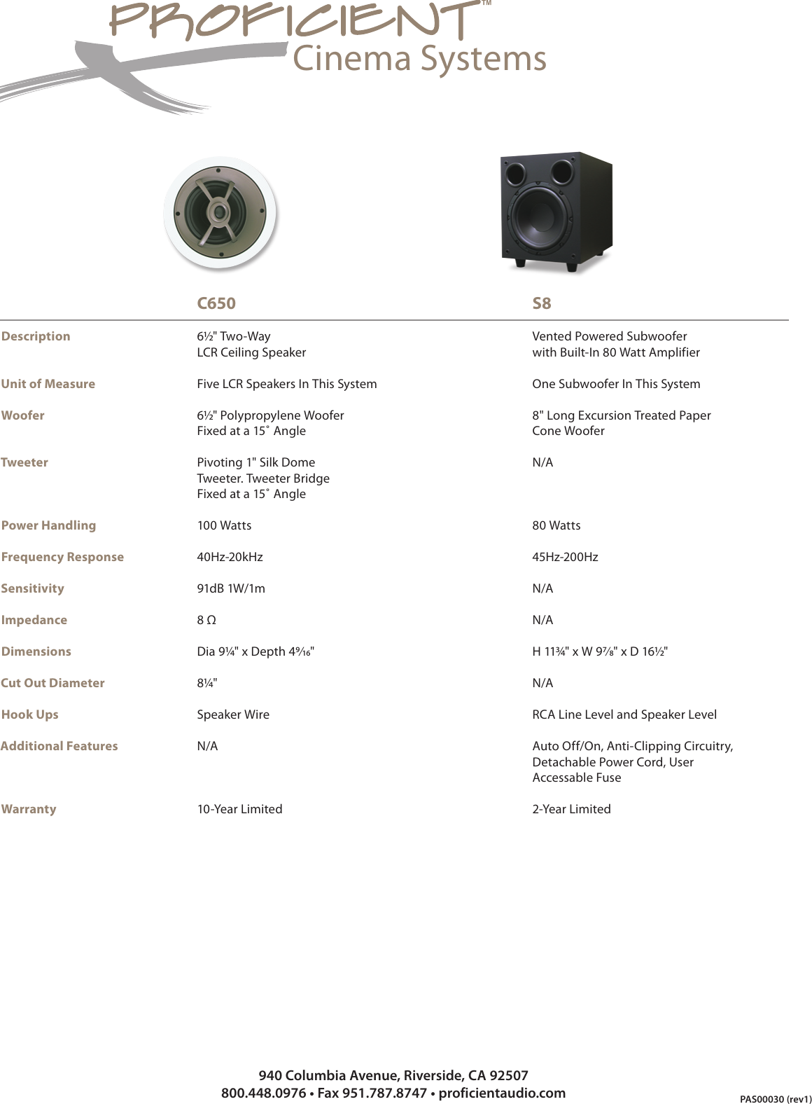 Page 2 of 2 - Proficient-Audio-Systems Proficient-Audio-Systems-Proficient-S8-Users-Manual- C650-S8 System  Proficient-audio-systems-proficient-s8-users-manual