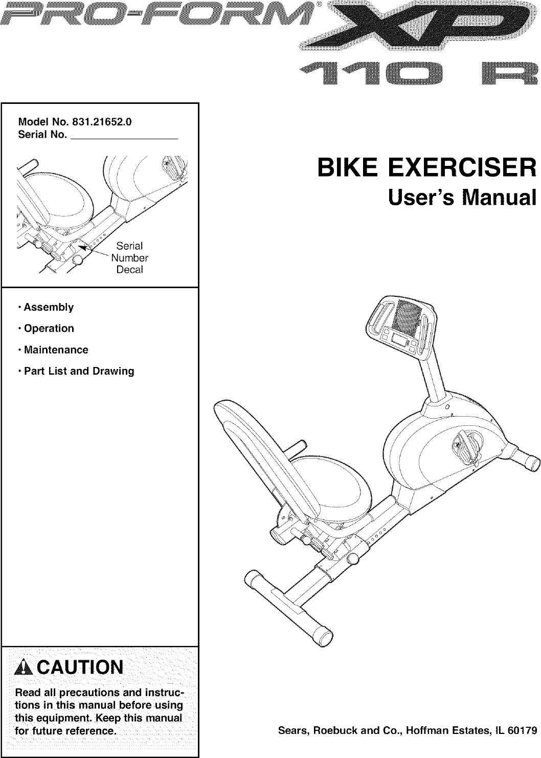 proform smr exercise bike manual