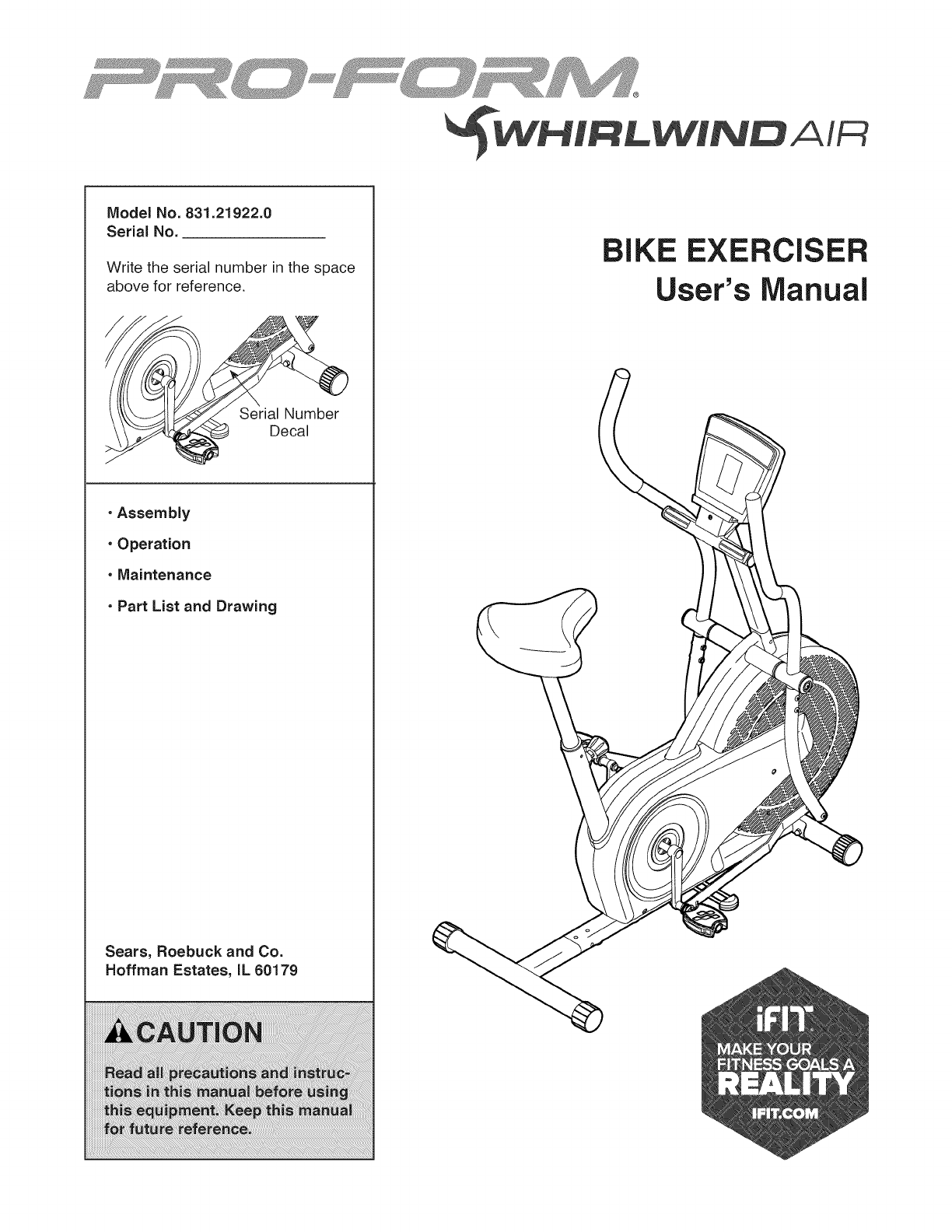 proform exercise bike manual